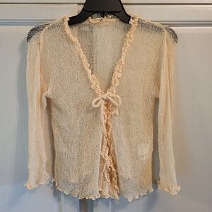 Back From Bali Cream Nude Colored Sheer Mesh Cardigan